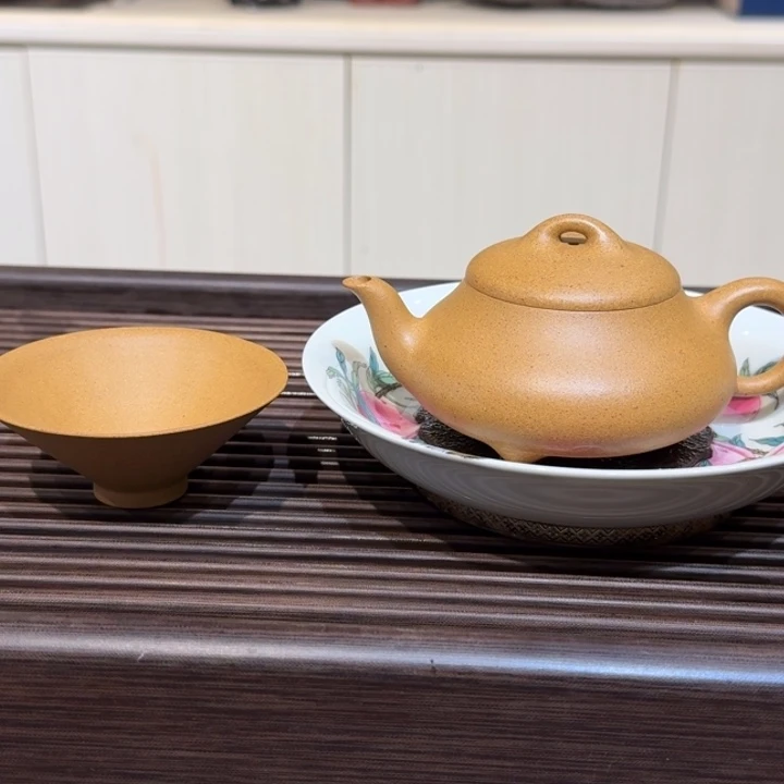 紫砂茶壶汉棠石瓢套组宝山黄金段