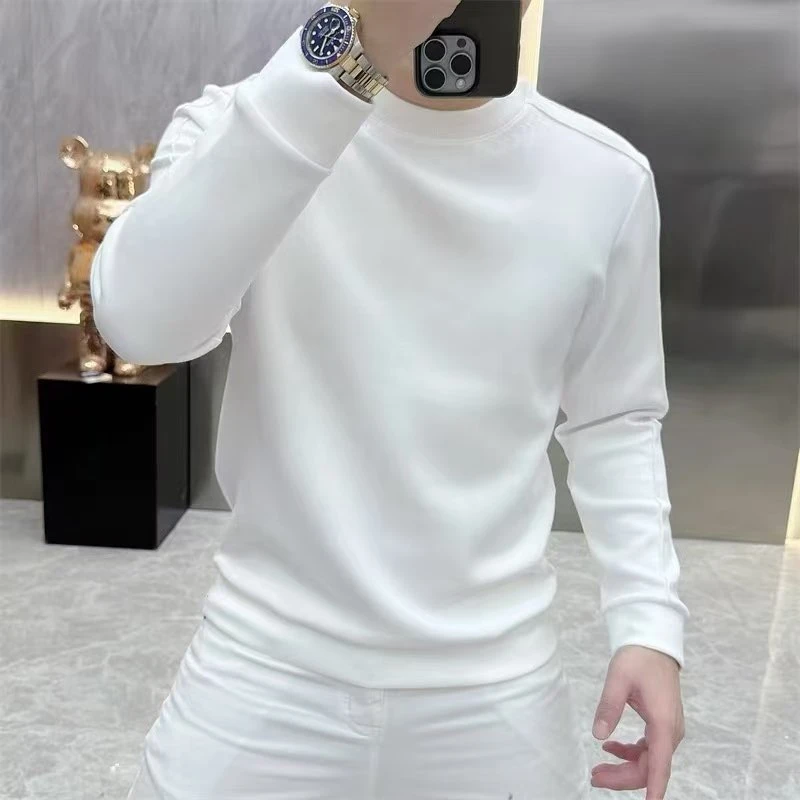 高品质潮牌时尚圆领棉质卫衣男士2025秋冬长袖打底衫休闲男装上衣