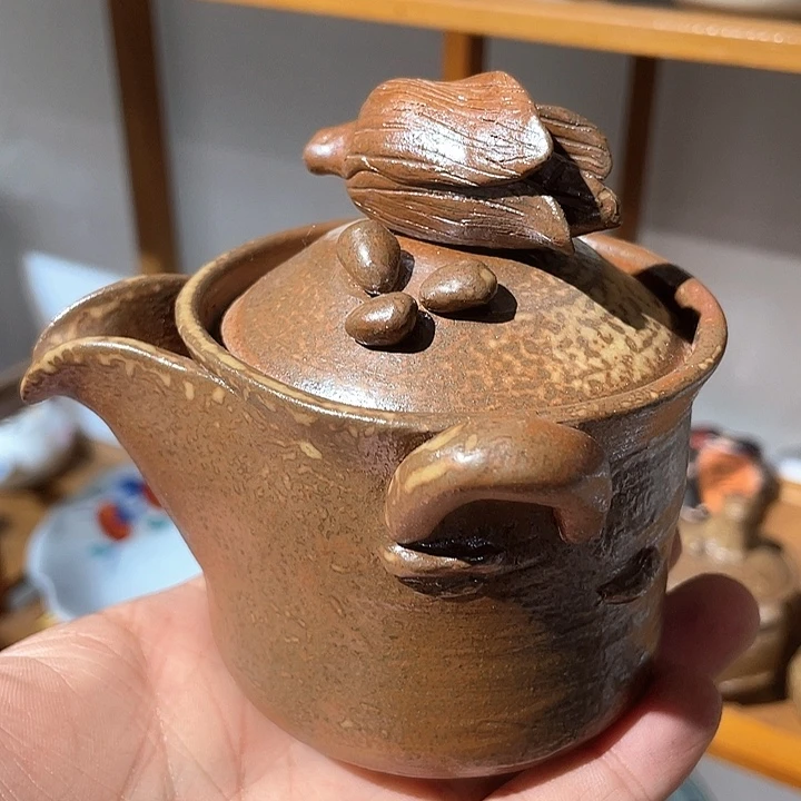 紫砂82陶泉作粗陶手捏胎大苞米宝瓶