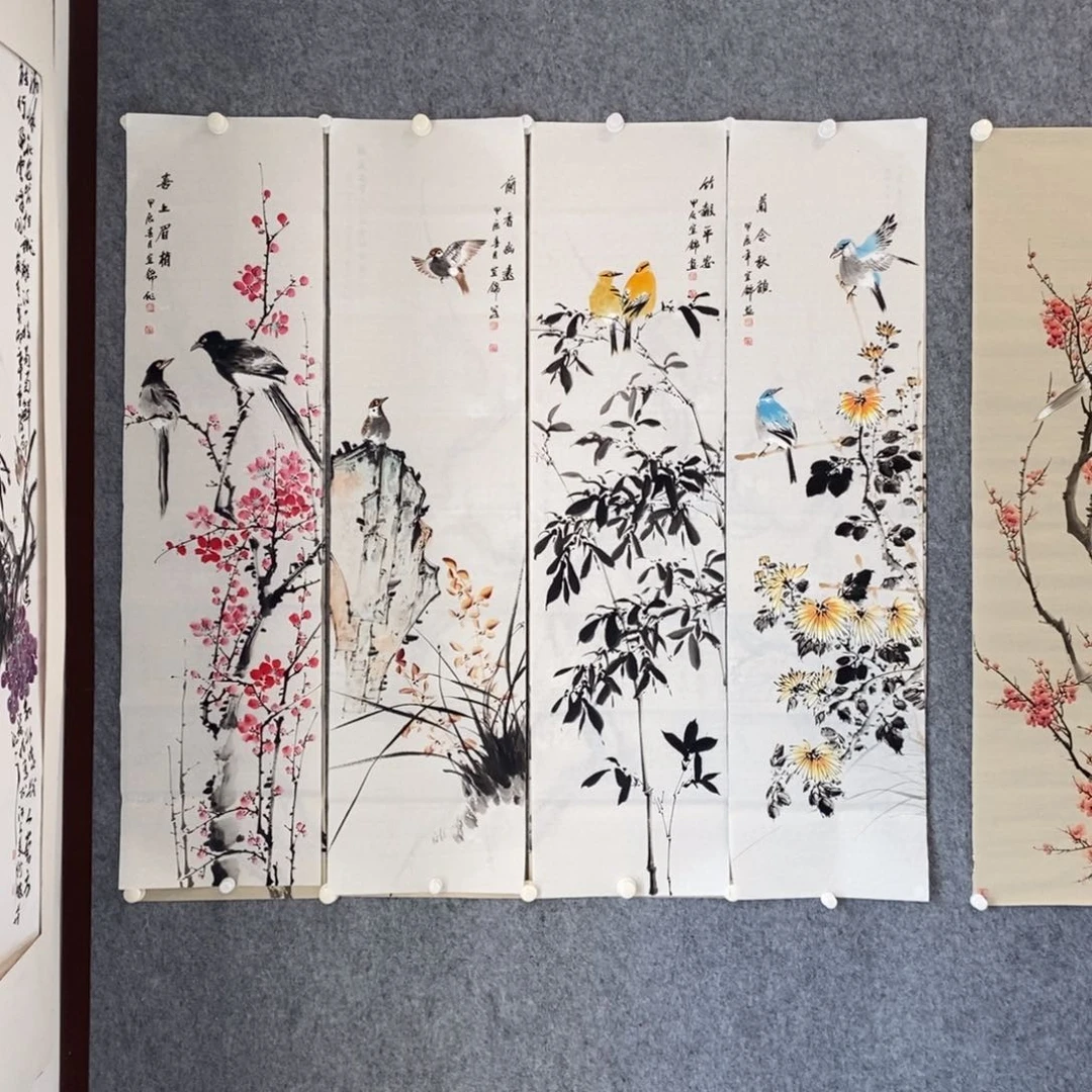 国画短*行梅兰竹菊作品