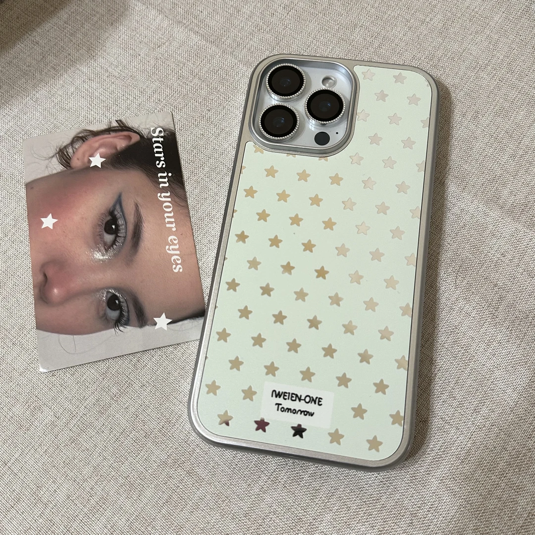 银边镜面韩ins薄荷绿星星适用苹果17promax/iPhone17pro/16手机壳
