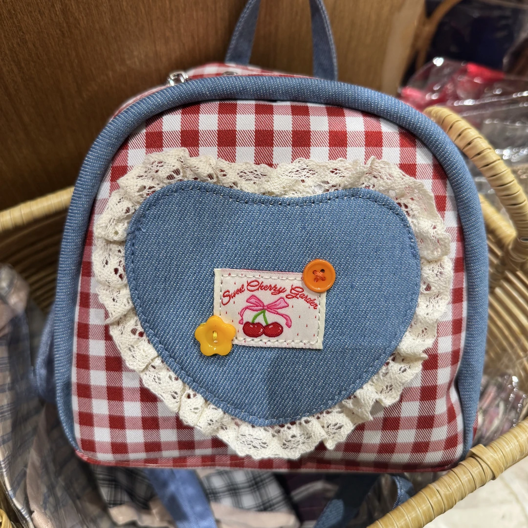 【Lao mo】定制款儿童红格子双肩包包