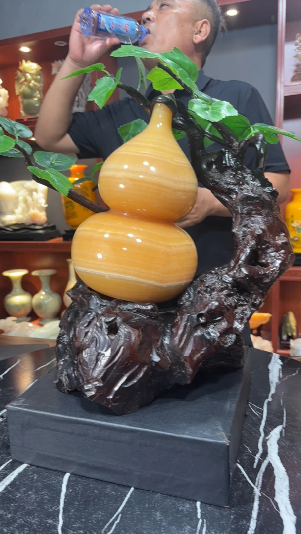 流水生财客厅办公室摆件玄关开业礼品手工中式大号