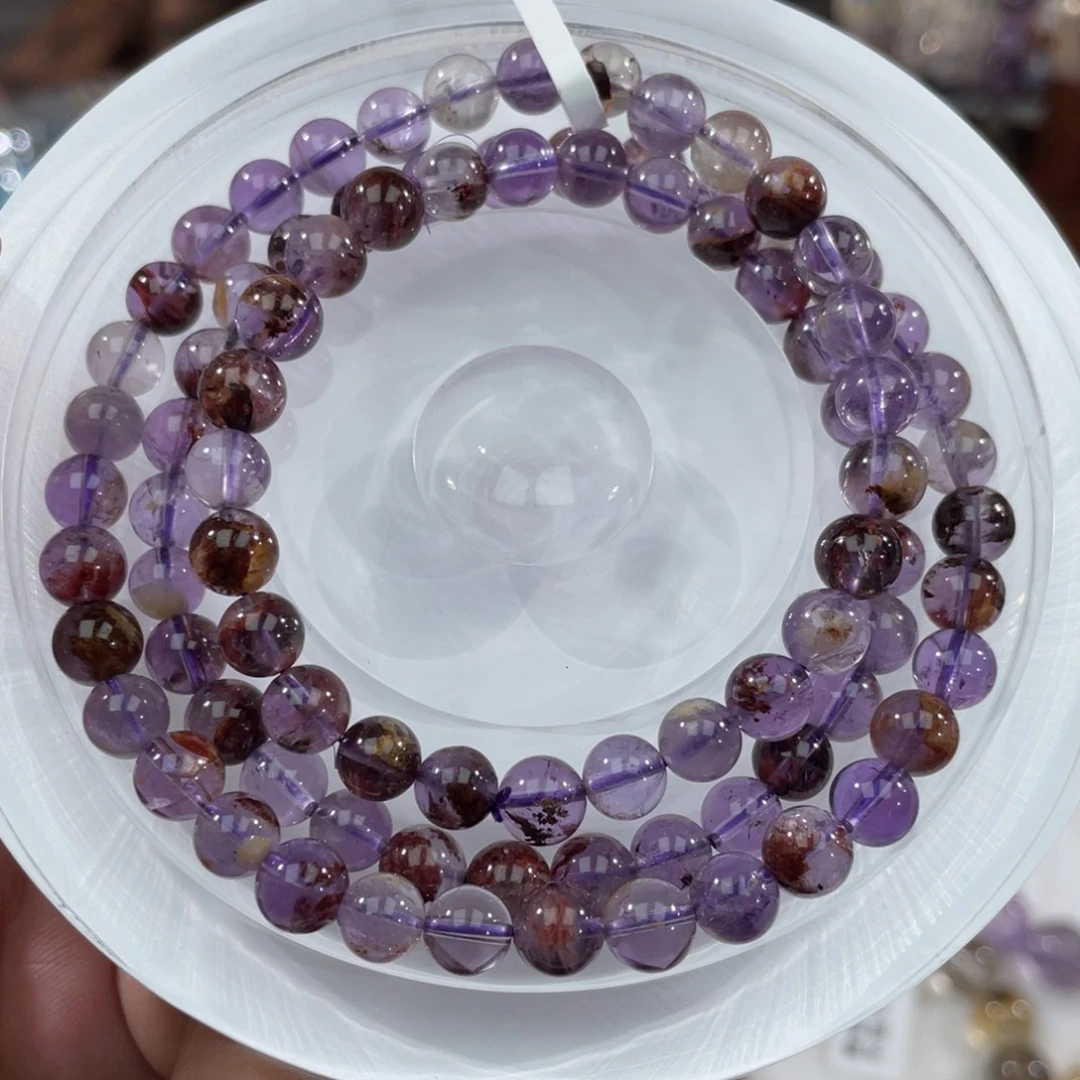 手串未镶嵌水晶009紫幽灵水晶三圈6m+