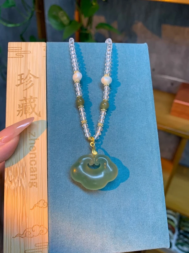 【祥云如意锁】岫玉 愿你锁住平安 护你一世周全 锁住世间美好