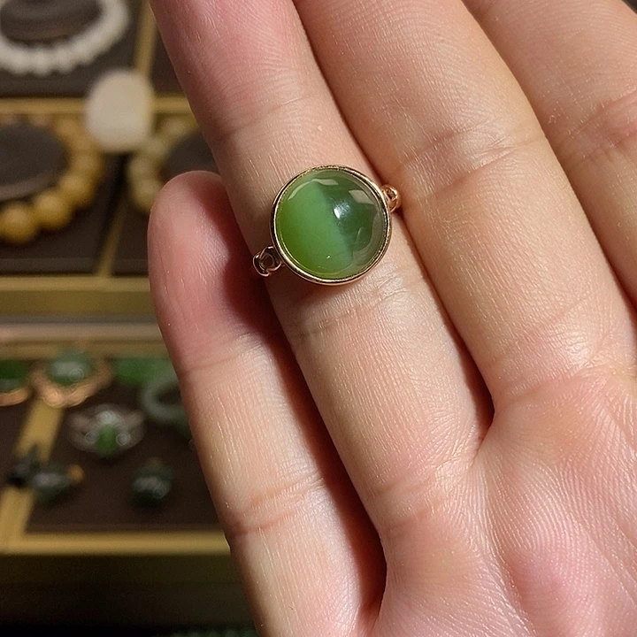 银S925镶嵌戒指和田玉