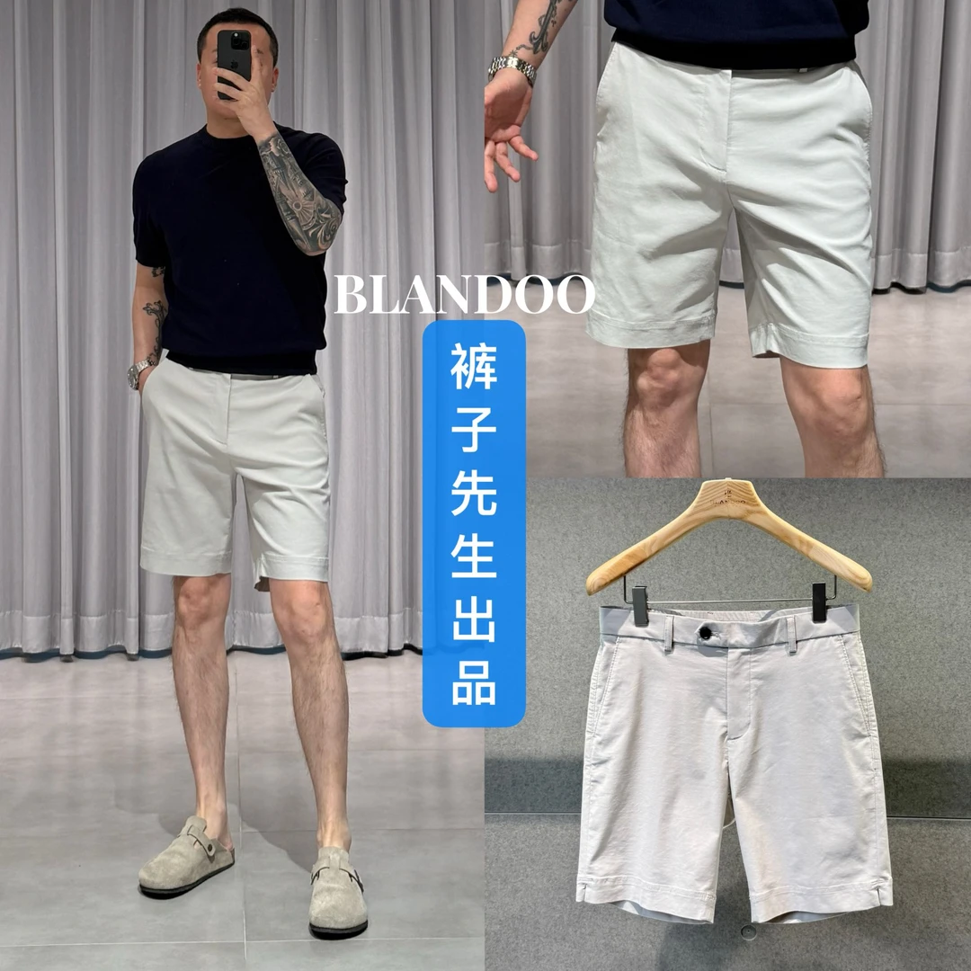 BLANDOO“松弛老钱”男士百搭净版亚麻混纺休闲短裤1BD838-1