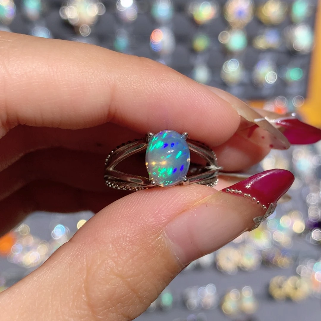 欧泊银S925镶嵌欧泊戒指y