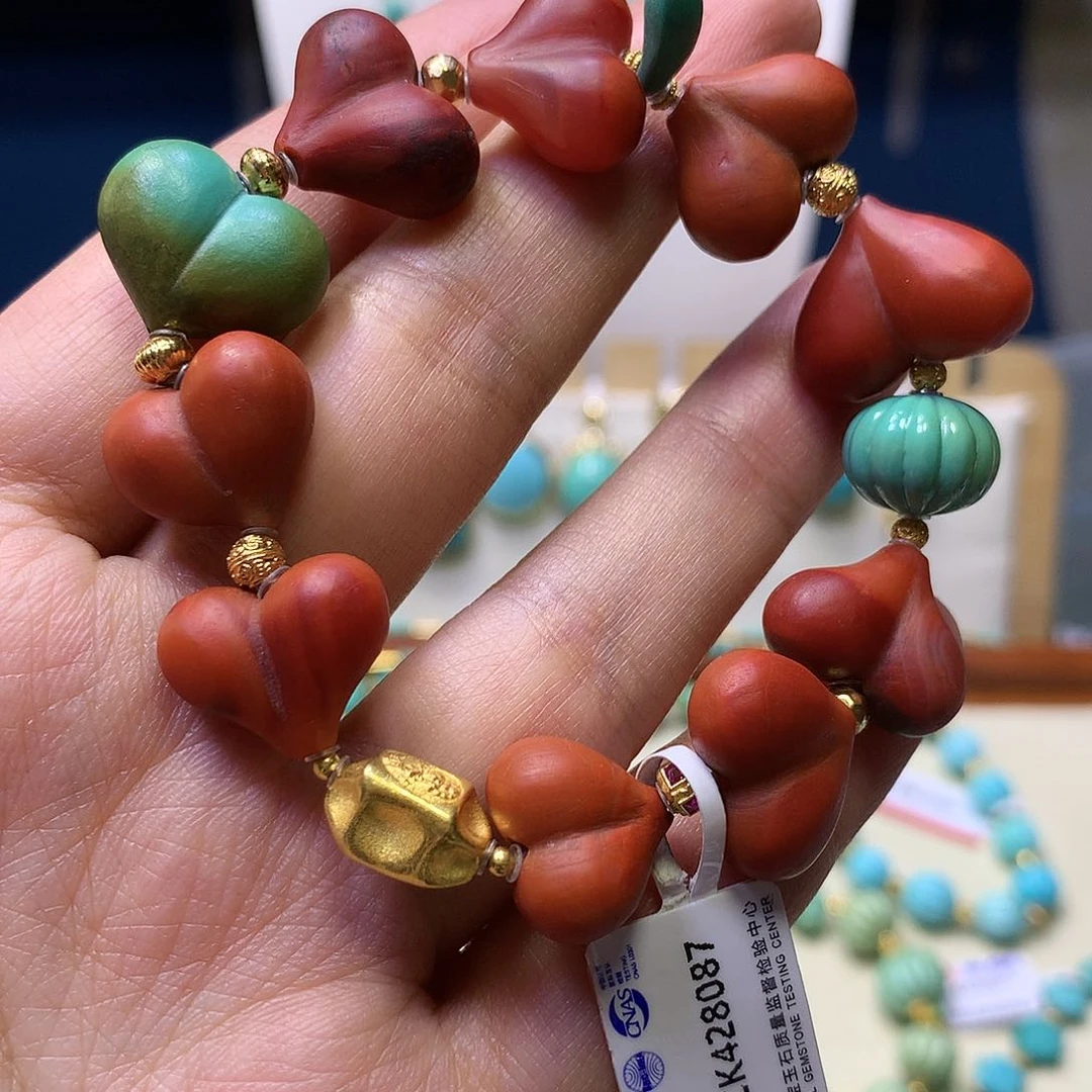 南红玛瑙单圈18K金镶嵌