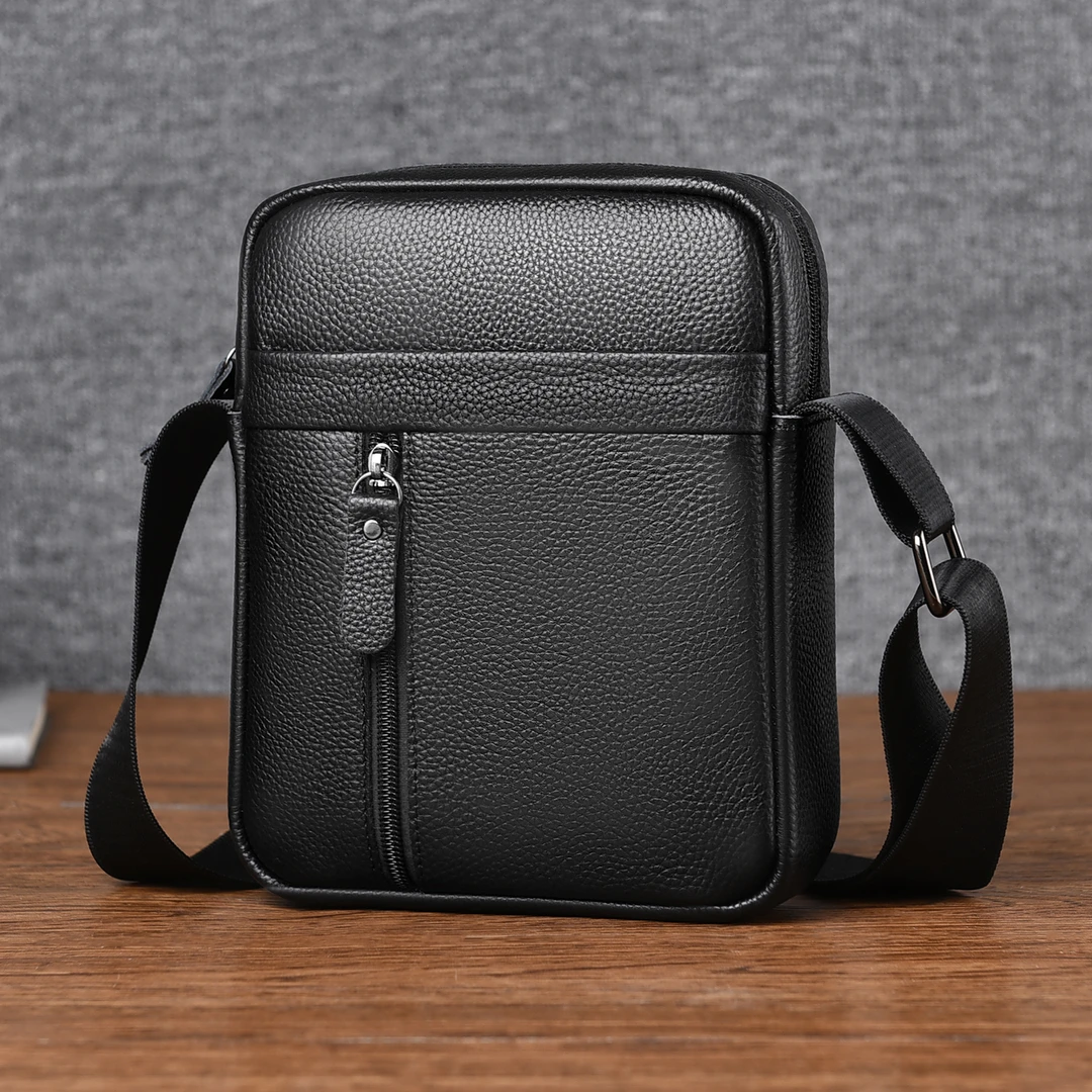 男士头层牛皮单肩包斜挎包小方包大容量极简风商务通勤休闲风男包