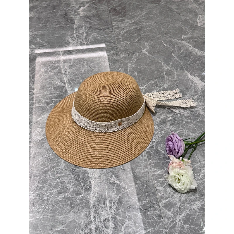 熙贝薇9 蝴蝶结编织帽夏季防晒遮阳大帽檐度假风草帽 G7775