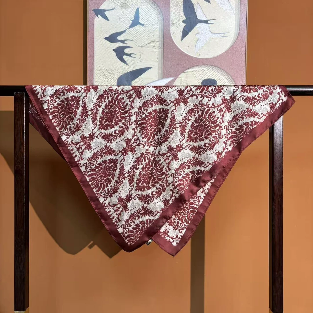 【花叶蔓】春秋丽锦锻70*70女士品质丝巾长条薄款爆款围巾-Y15