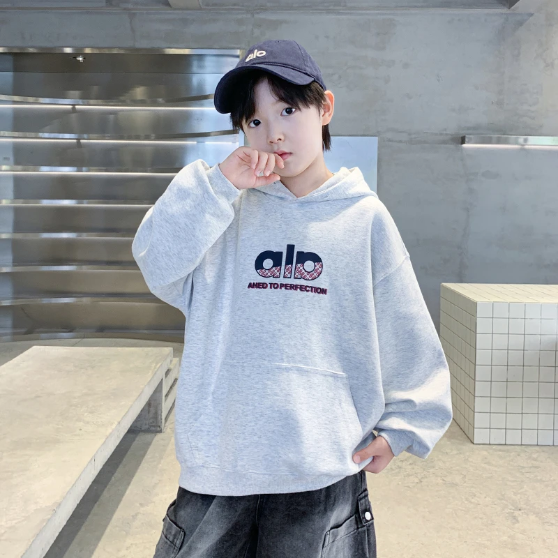 儿童装男童连帽卫衣春秋款长袖5-15岁中大童秋装洋气秋季男孩上衣