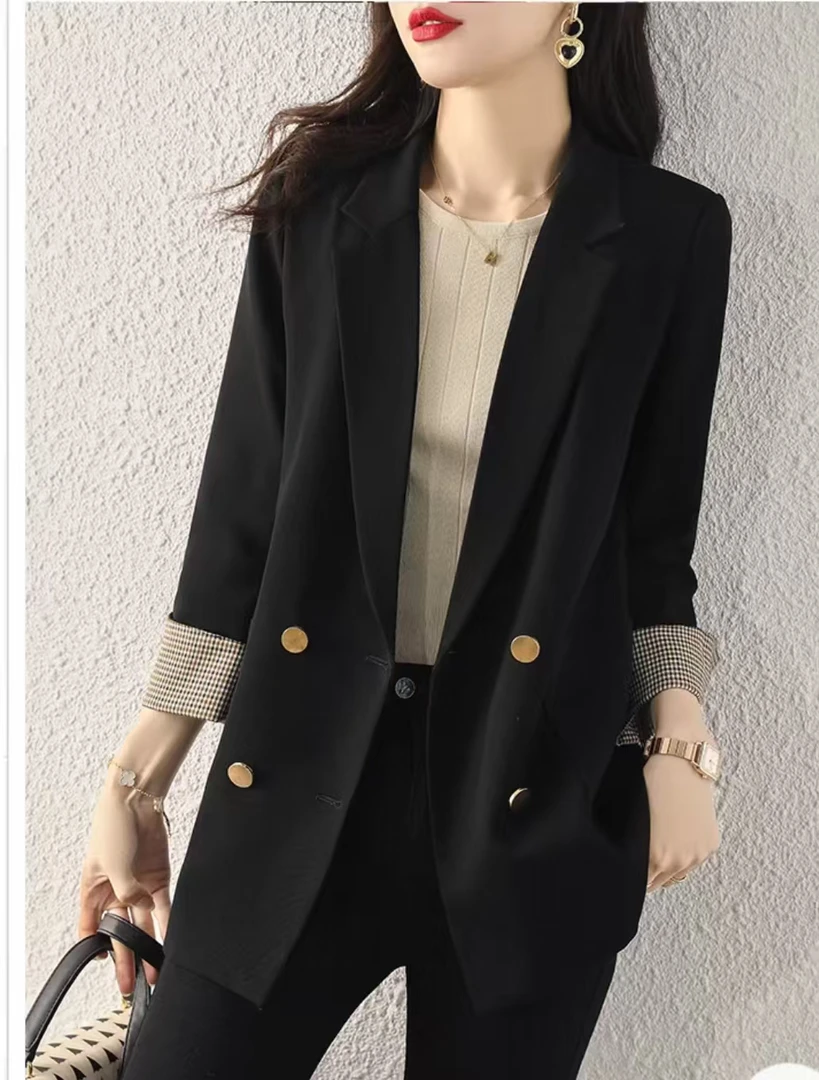 Y679 西装外套女春秋新款韩版英伦风纯色设计感小众西服上衣