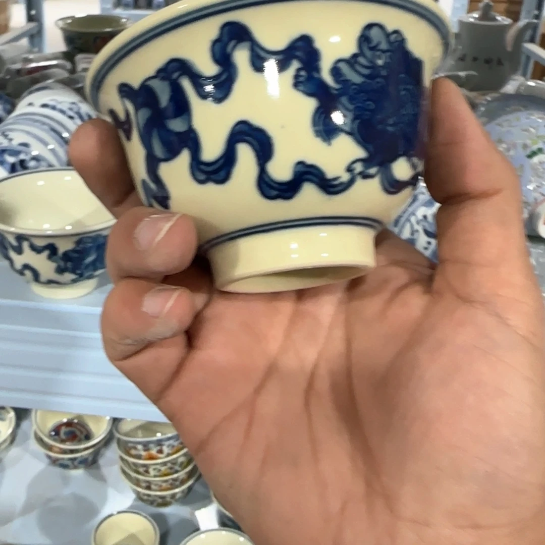 瓷片摆件手绘瓷器年底清清