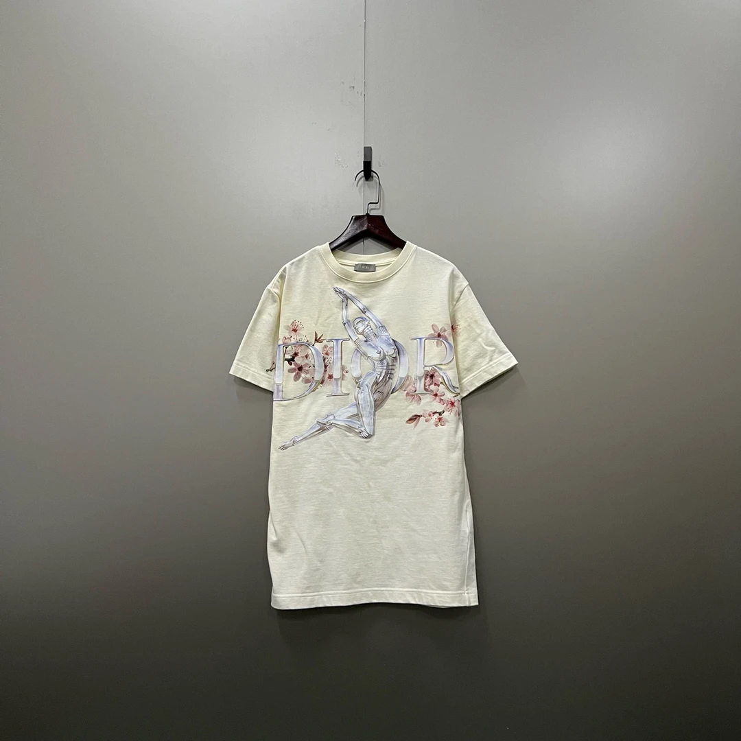 95新 DIOR/迪奥 q220 迪奥 × 空山基联名款樱花舞女印花短袖XXS码