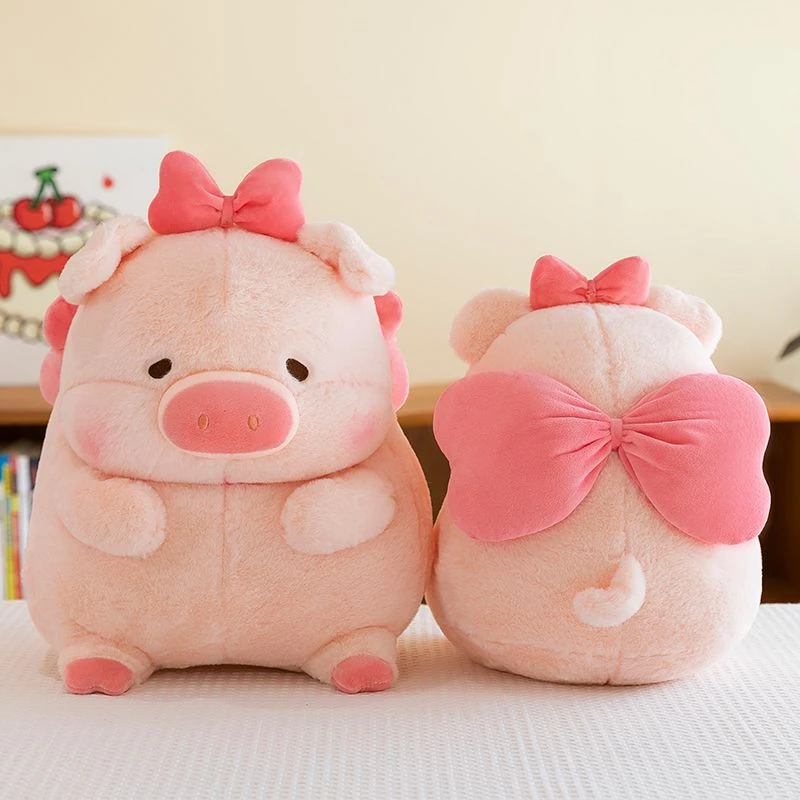 LuLu猪压床娃娃毛绒玩具蝴蝶结小猪玩偶抱枕睡觉公仔生日礼物女孩