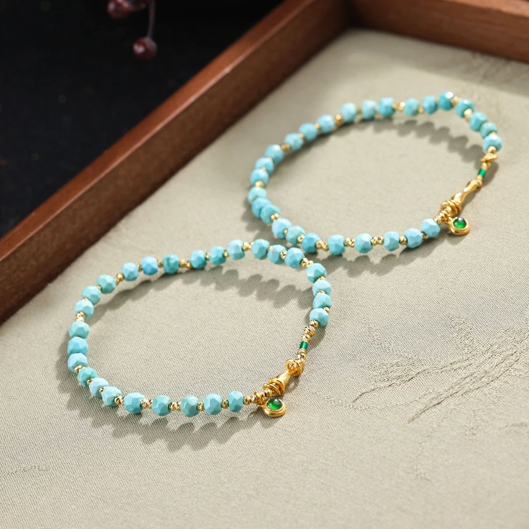 【举石臻选】TA0927-3793-38绿松石手串18k(一件/多样性发/约4mm+）H