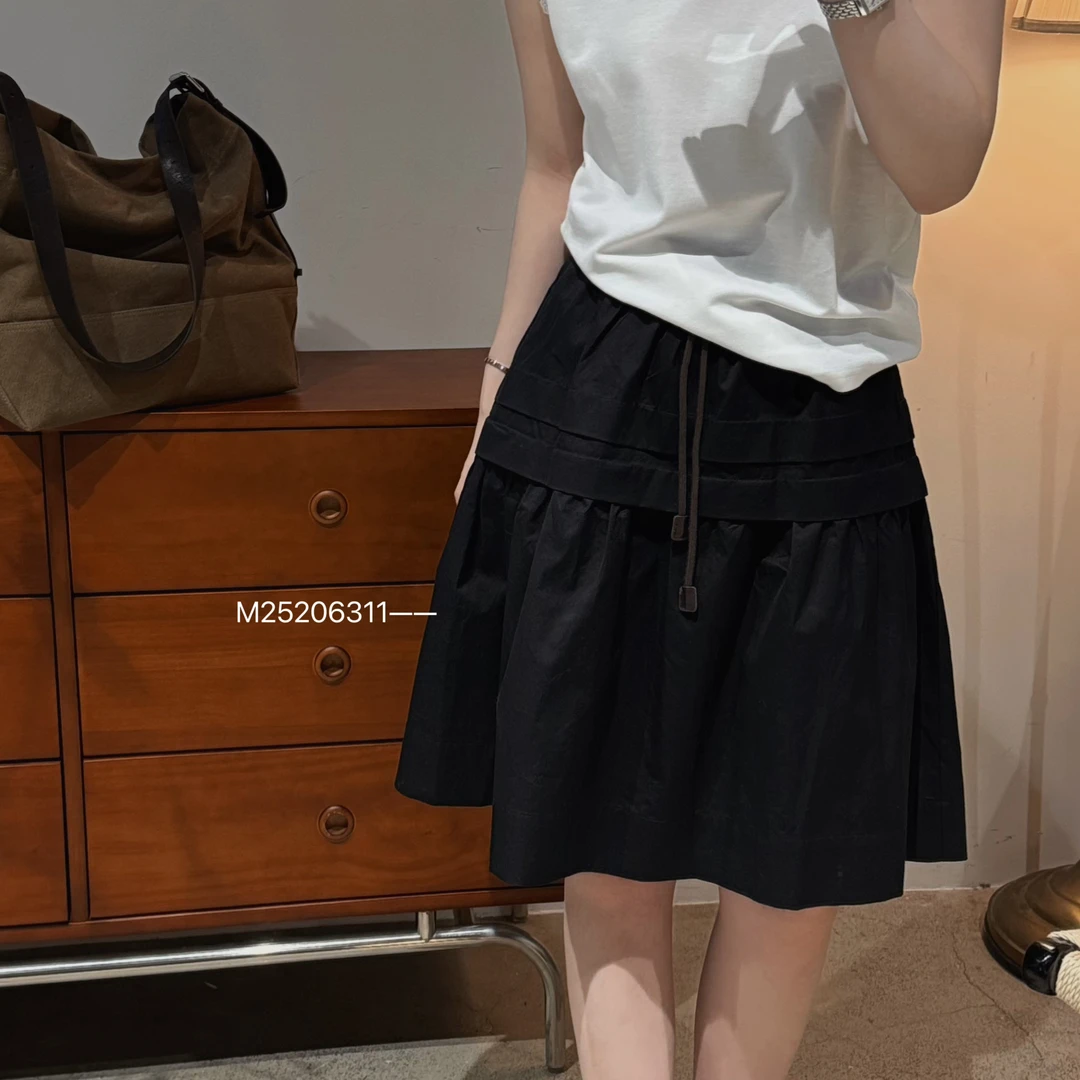 今婷黑色半身裙女款爆款2025新款夏季洋气蛋糕薄短裙子-M25206311