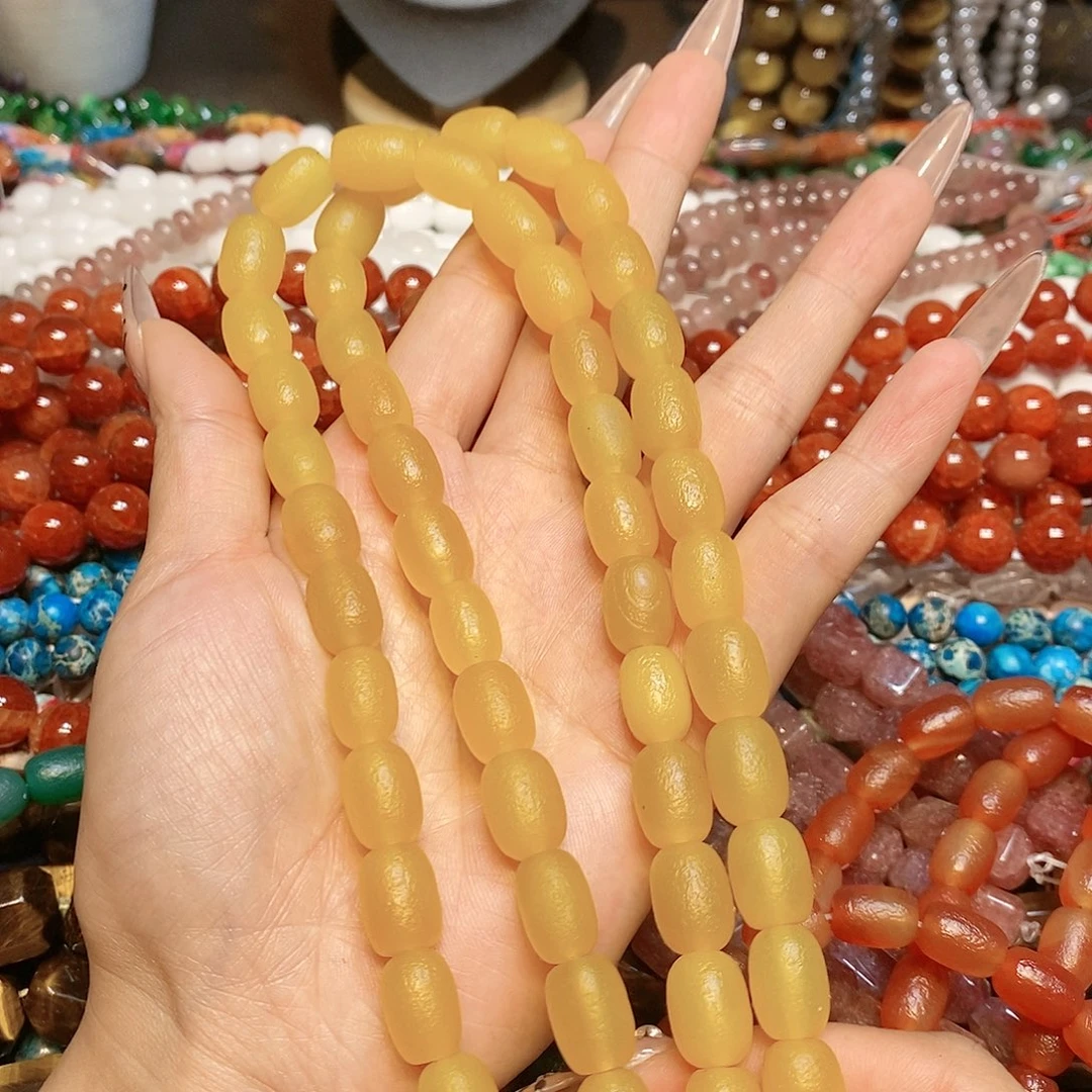 玛瑙/玉髓散珠天然黄玛瑙橘皮一条