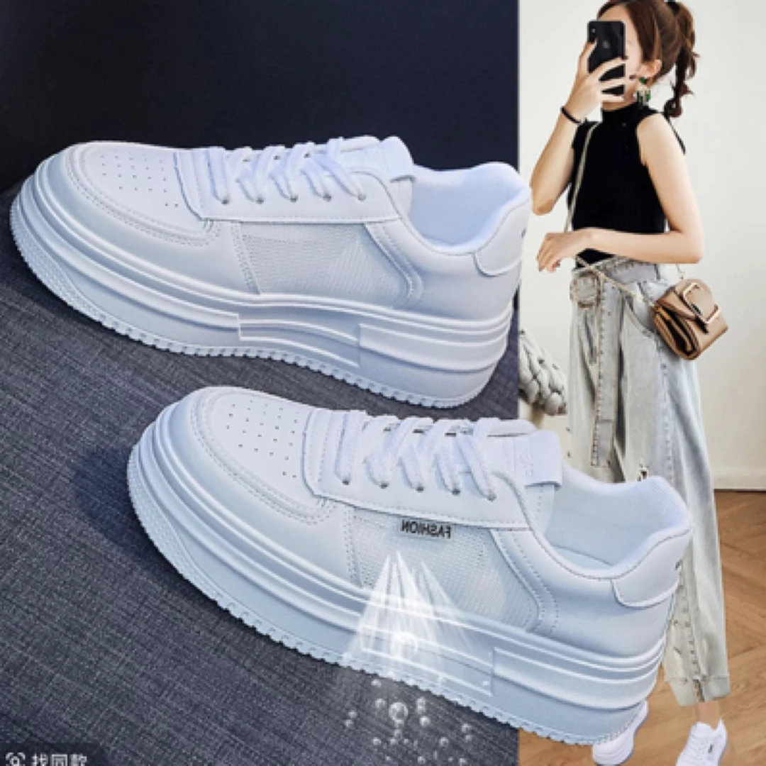 8811踩屎感厚底网面透气休闲运动女款小白鞋适合多季节穿着