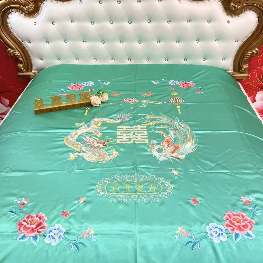 【绣花牡丹】丝绸刺绣软缎被套（尺寸齐全）