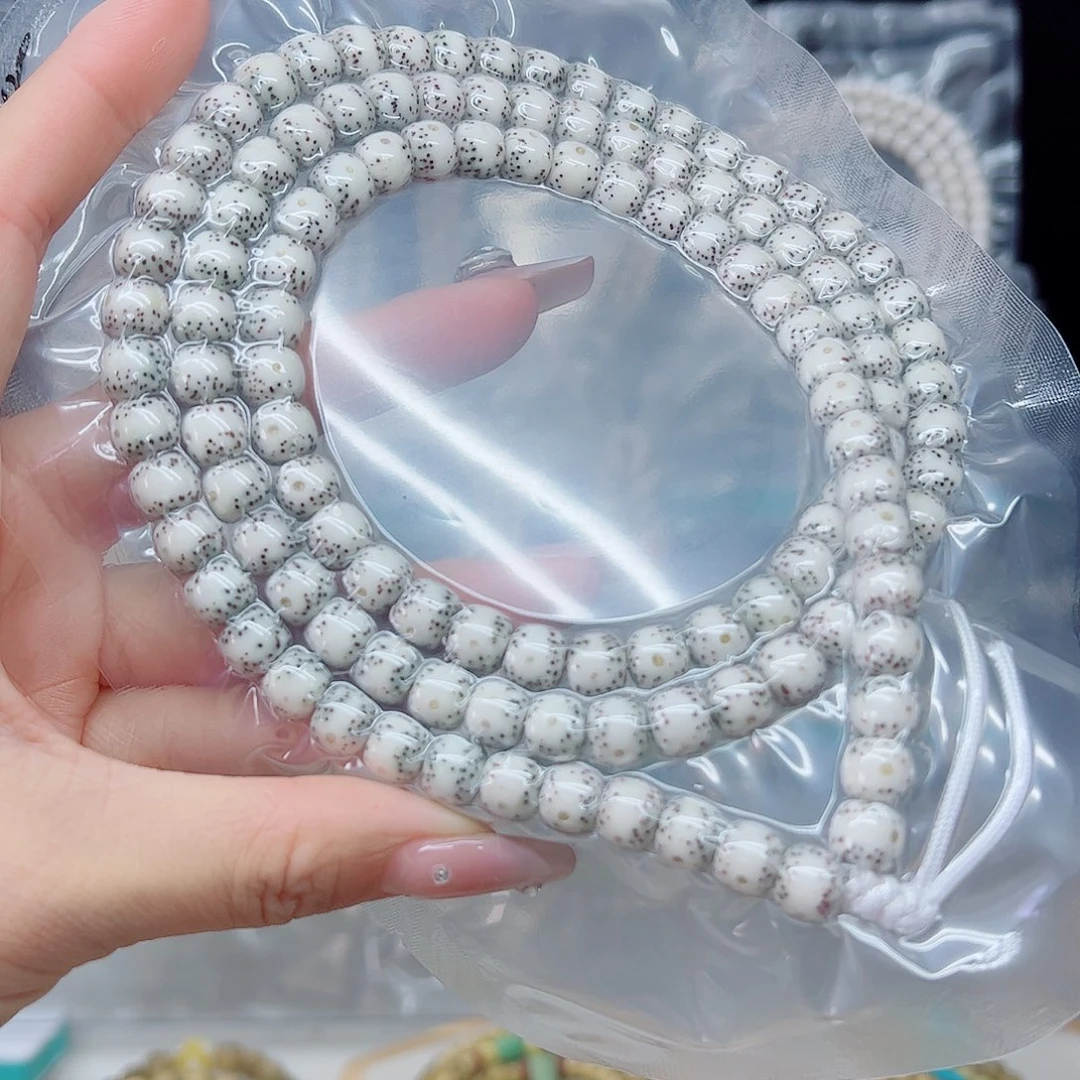 手串星月菩提石玉8*7通体大留白