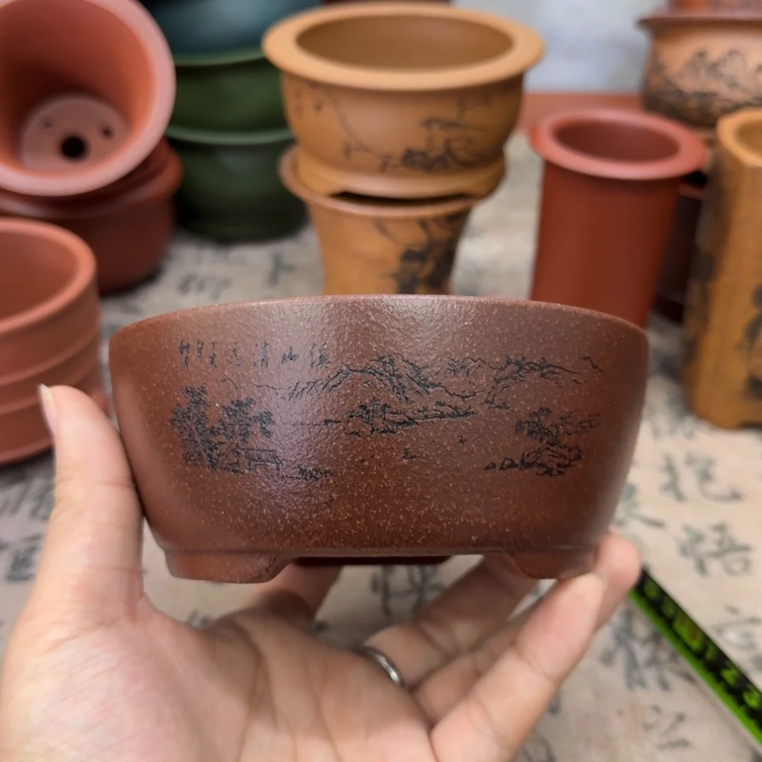紫砂花盆发*哥宜兴紫砂正品（两个）