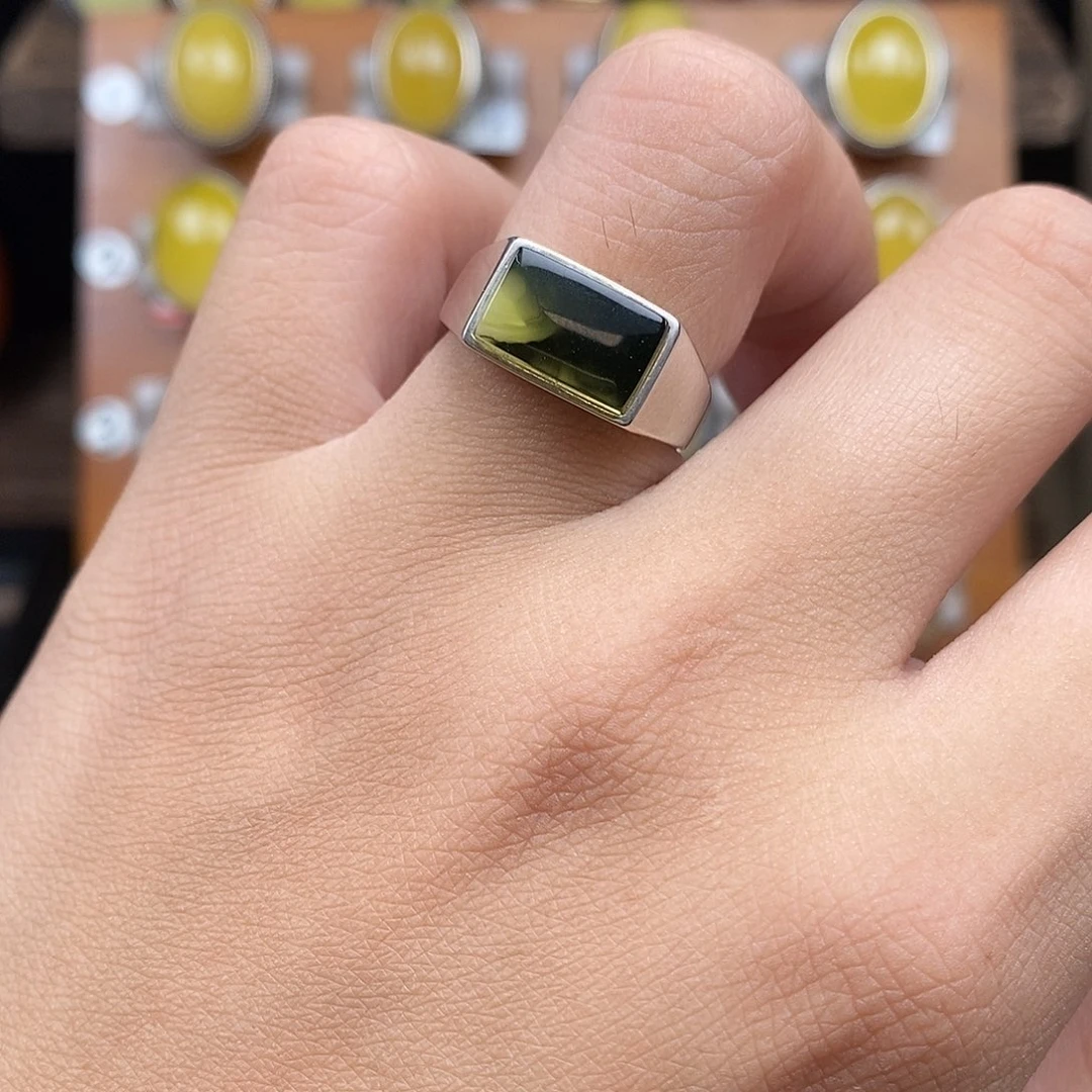 蜜蜡银S925镶嵌戒指