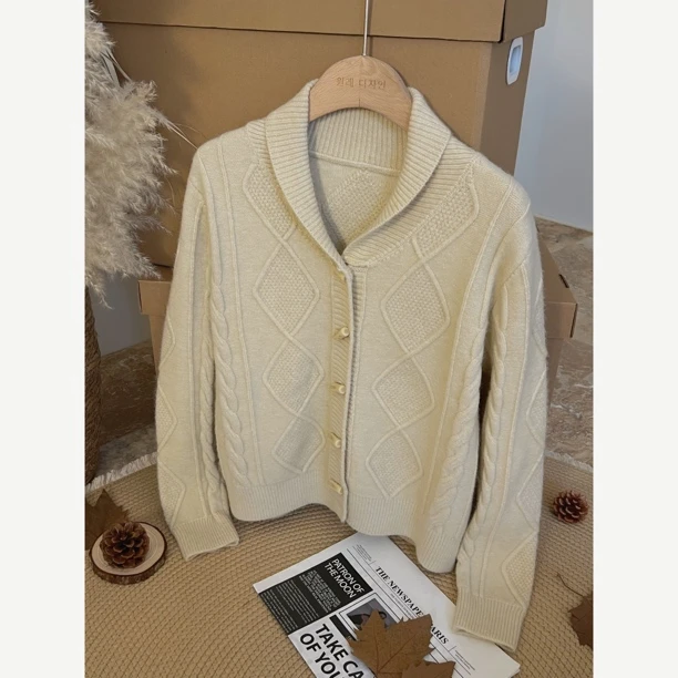 CSF-9855【花花私服❌退❌换】韩系复古麻花工艺感毛衣