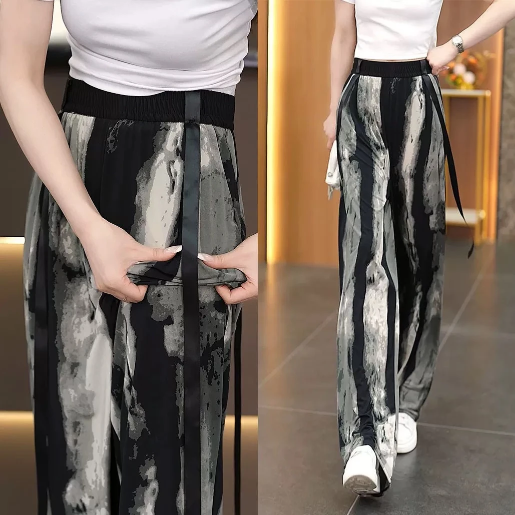 线下订单！夏季墨染风薄款高腰休闲直筒阔腿裤ZJ575