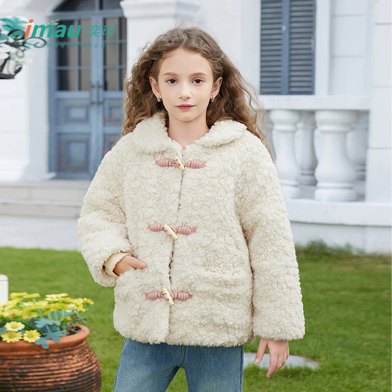 奕玛imau2026新款儿童冬季加绒加厚洋气保暖绣花短款国风时尚棉服