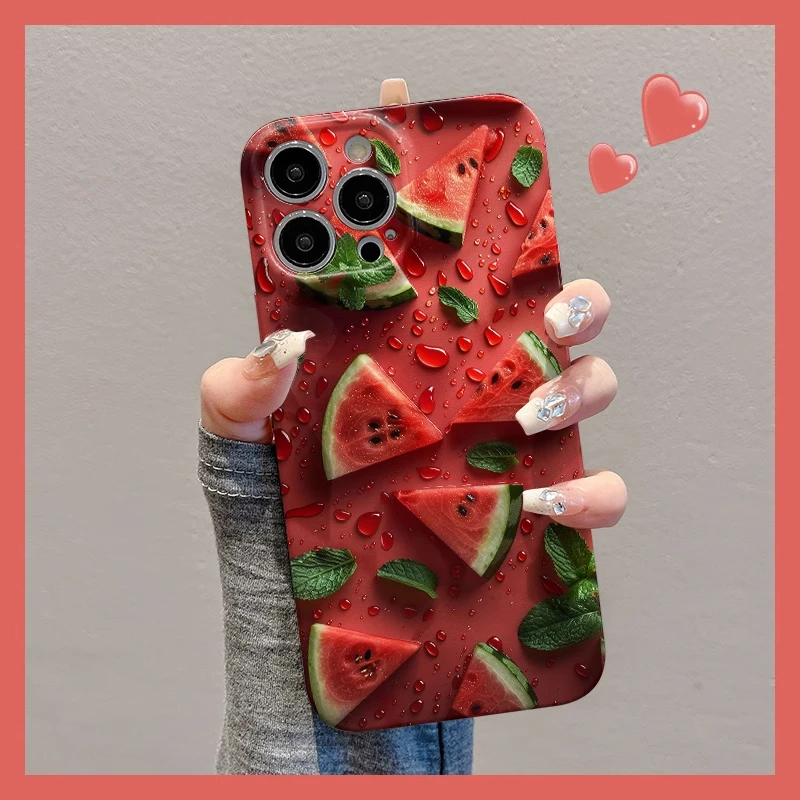 创意简约西瓜适用苹果16手机壳华为个性vivo全包小米15oppo菲林壳