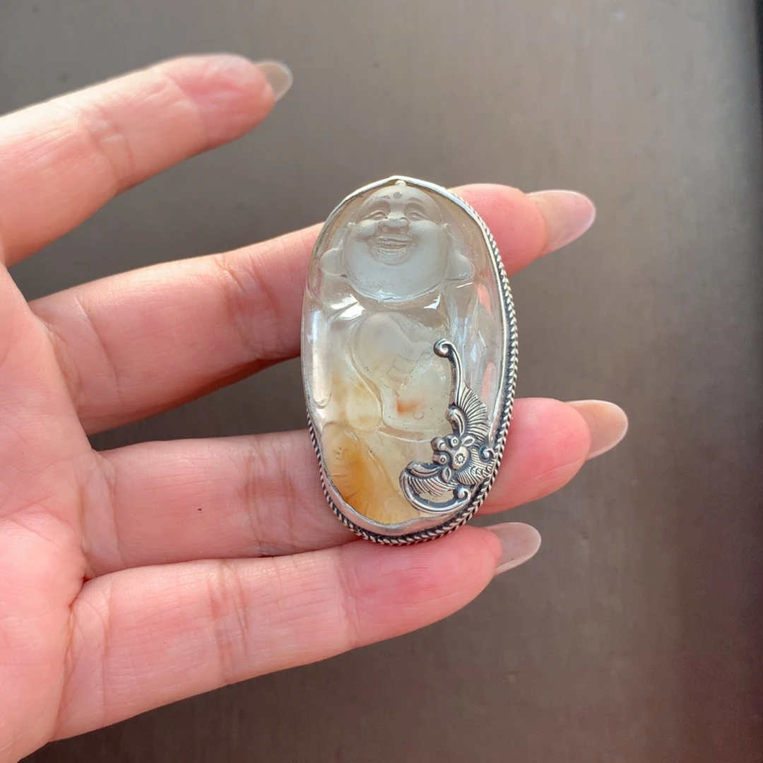 水晶戒指银S925镶嵌晶***巴