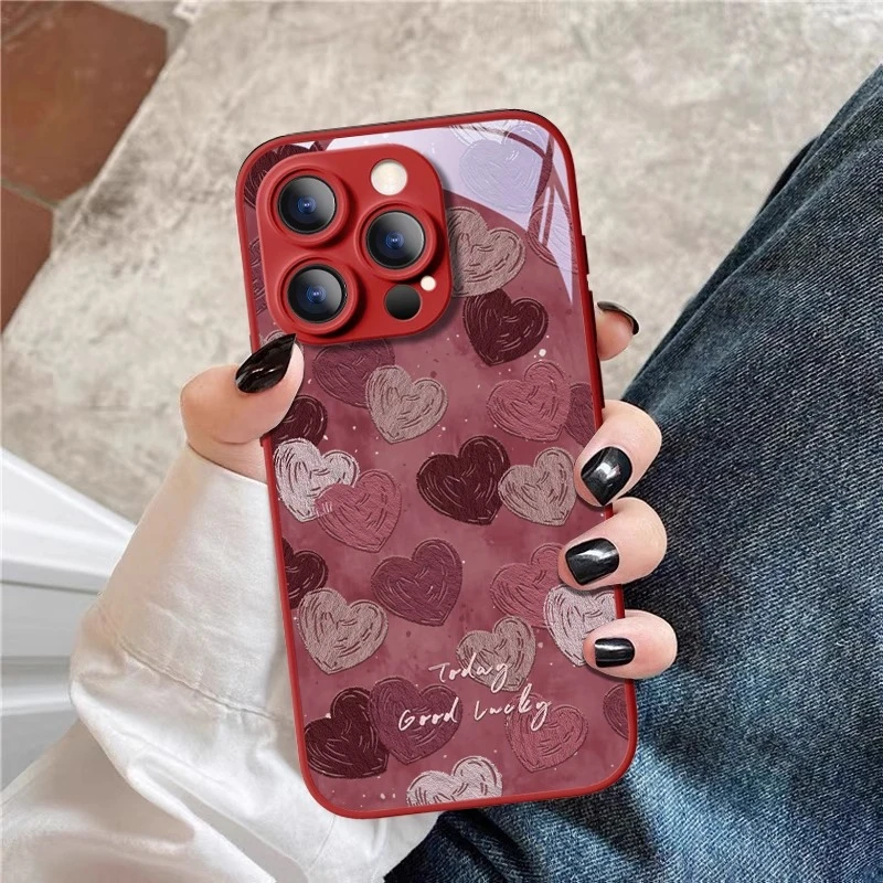爱心满满适用苹果16pro手机壳情侣iphone15promax保护套14pm个性