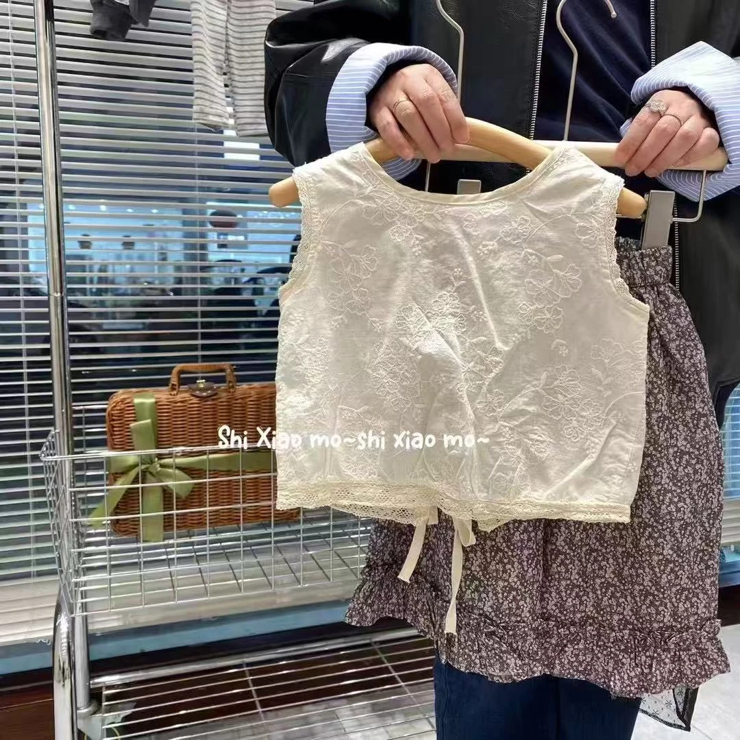 P2【拾小沫2543蕾丝露背套】童装