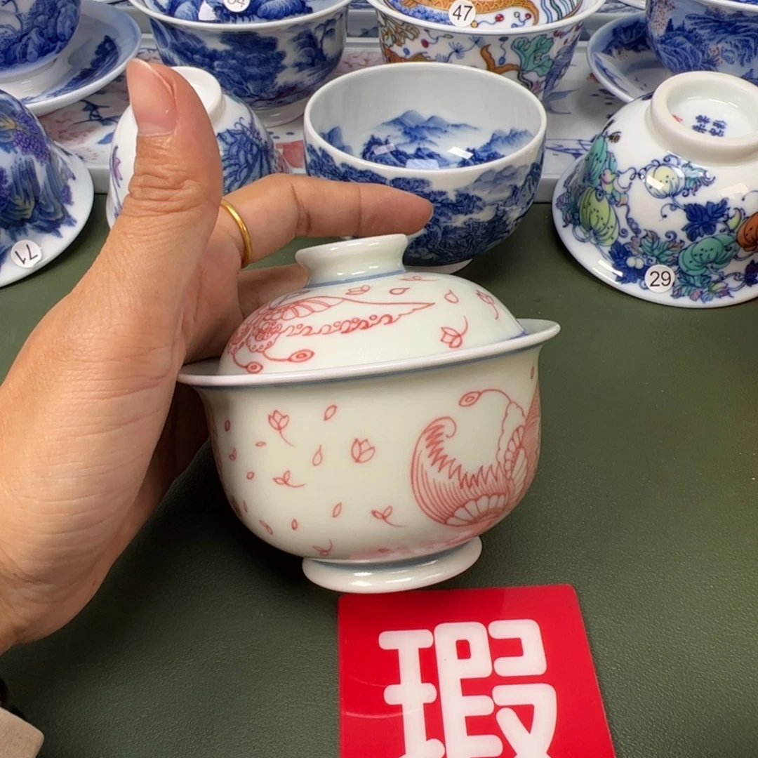 陶瓷景德镇纯手工纯手绘茶具木木99内里