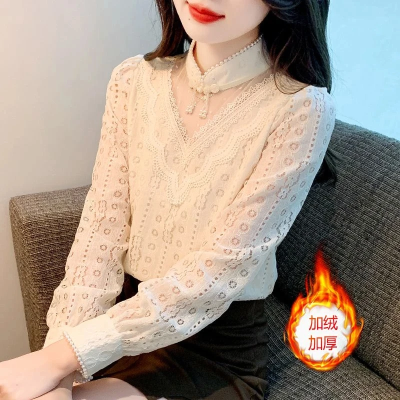 蕾丝打底衫女内搭长袖小衫2025秋冬新款时尚减龄百气质搭上衣