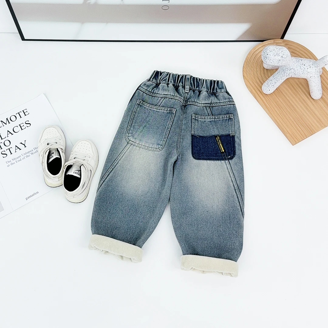 男童牛仔裤加绒裤子儿童2025新款秋冬装洋气 WK25162悠悠童话童装