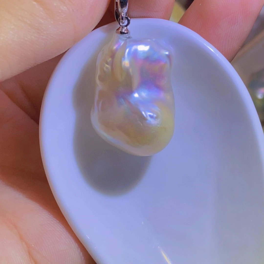 银S925镶嵌淡水珍珠微瑕