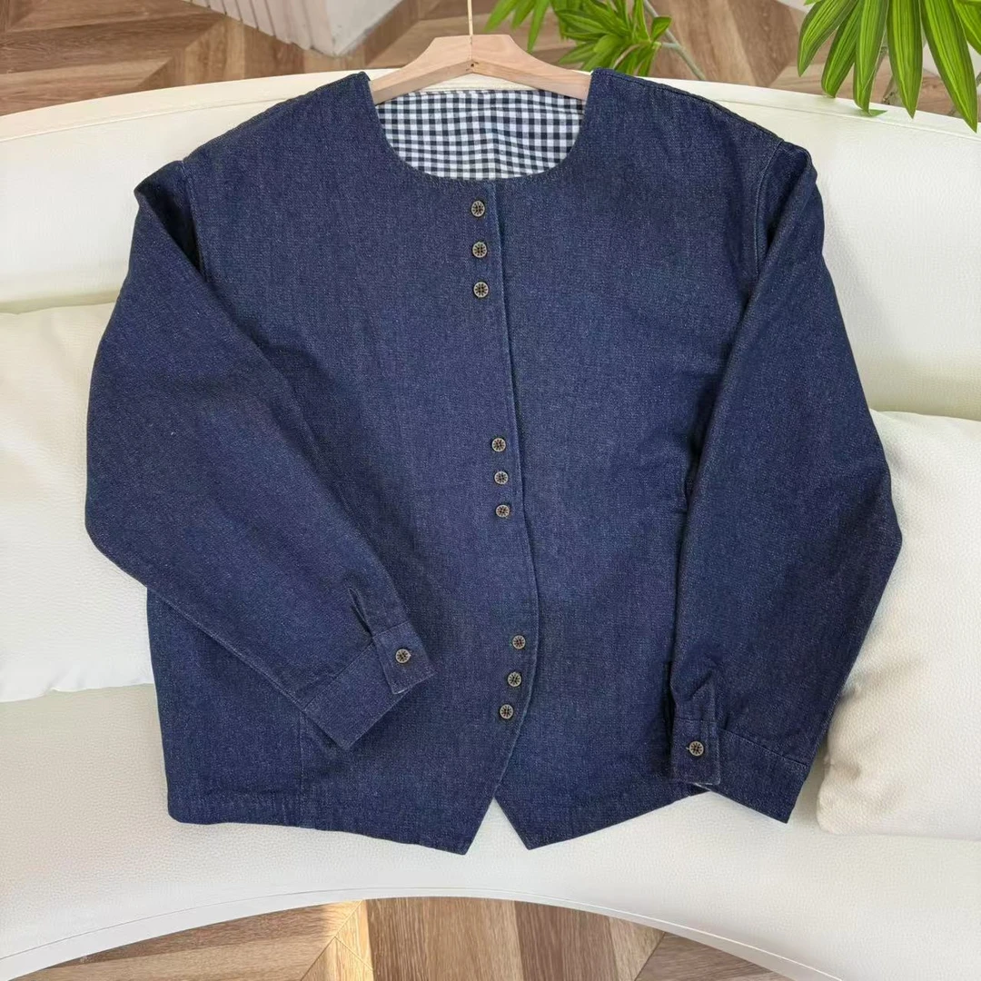 兰姐直播间新款时尚百搭圆领休闲牛仔外套1034