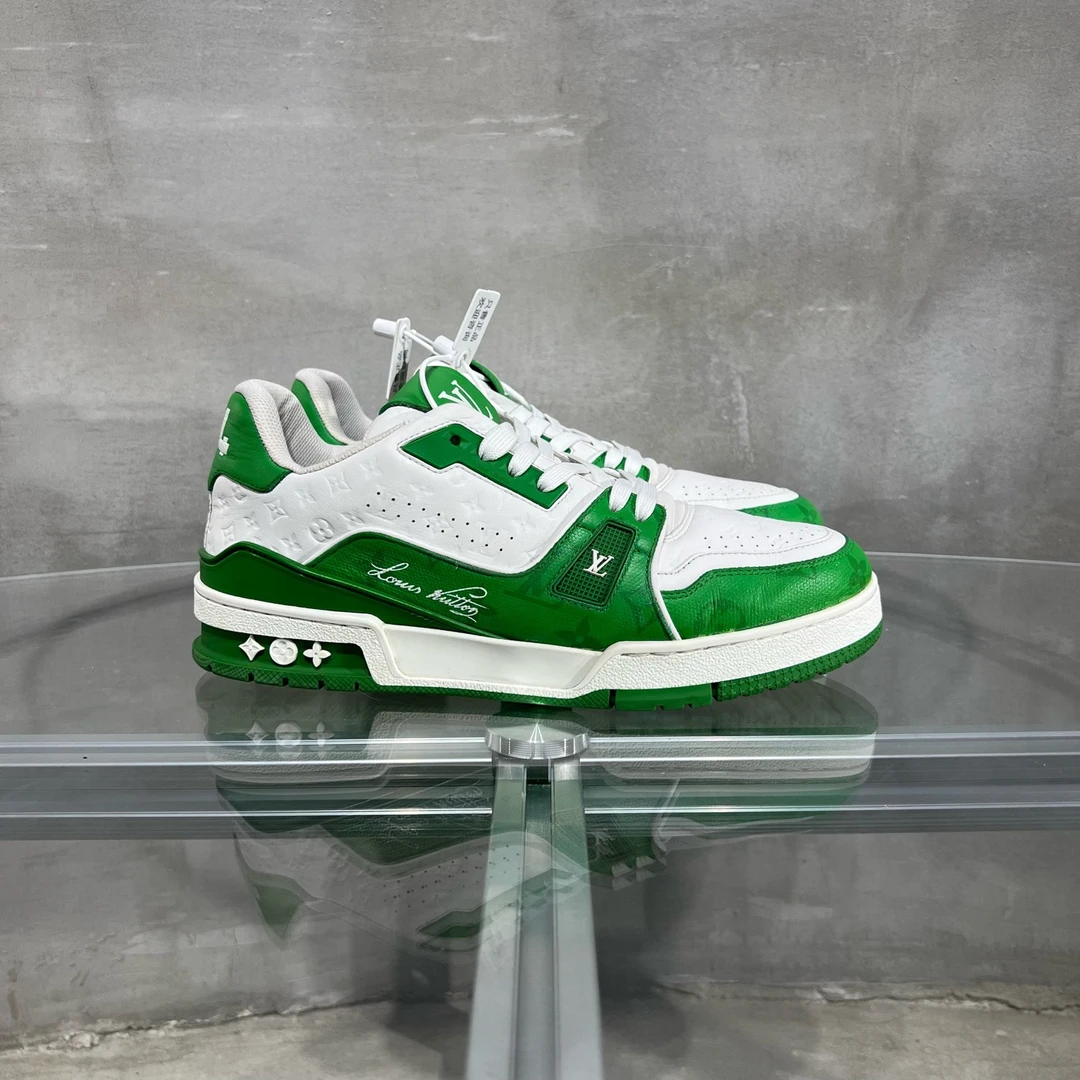 95新 LouisVuitton/路易威登 Trainer 白绿浮雕 40.5码 YH23243