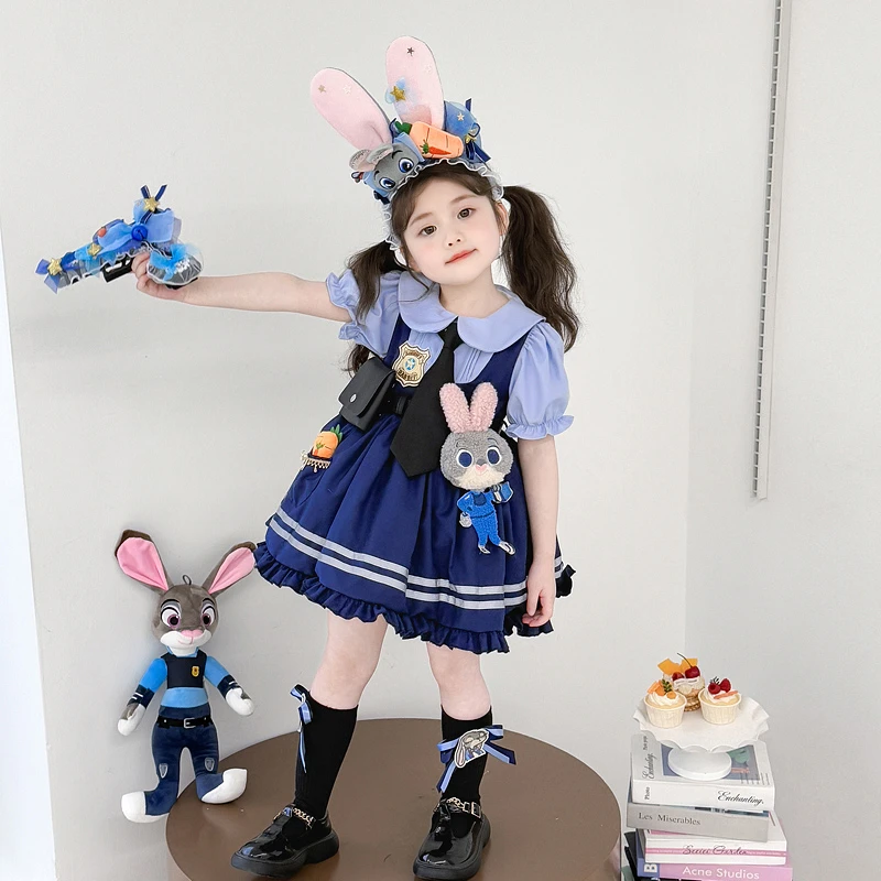 直播女童夏季兔子警官连衣裙儿童洛丽塔公主裙六一小女孩洋气裙子