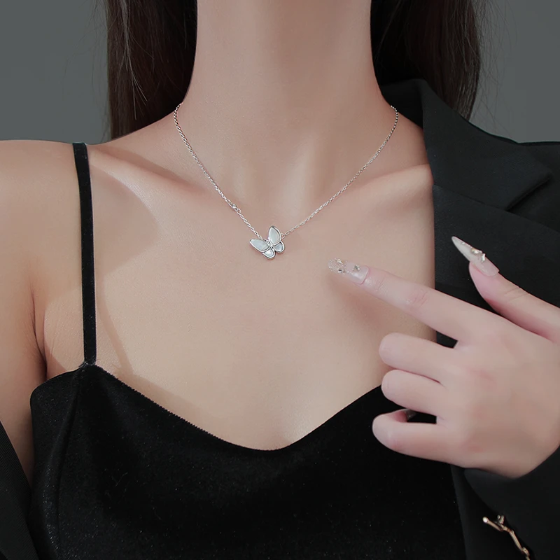CUOOYINO/初影 坠链均925银 【立体蝴蝶】精致设计感项链轻奢锁骨链