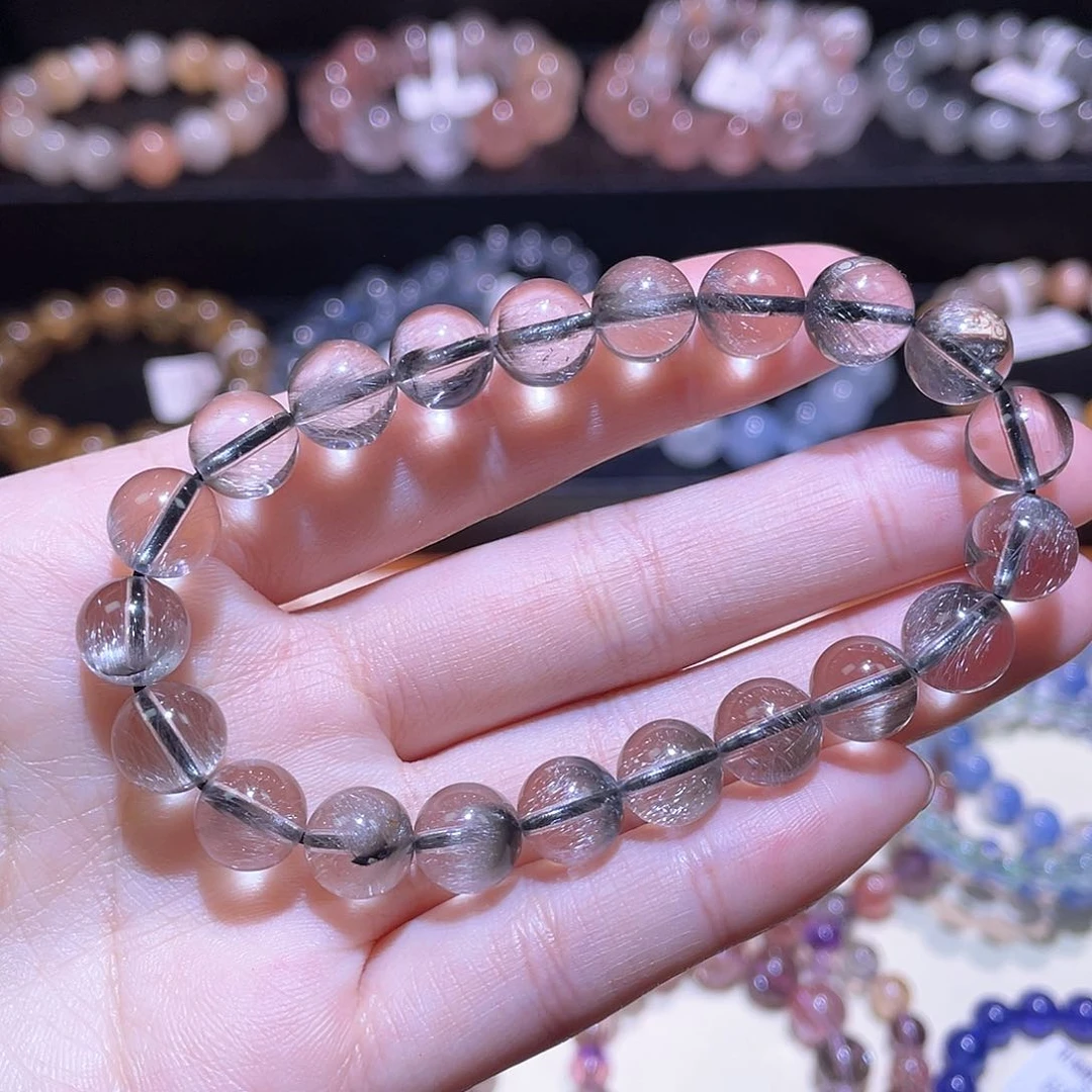 水晶手链未镶嵌黑银泰手链，晶体通透9.1