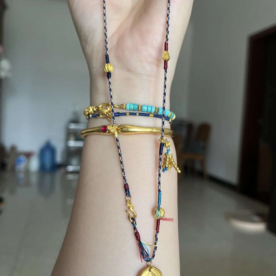 铜合金吊坠 「黄财神」藏式黄财神编绳项链可挂吊坠挂绳diy半成品万