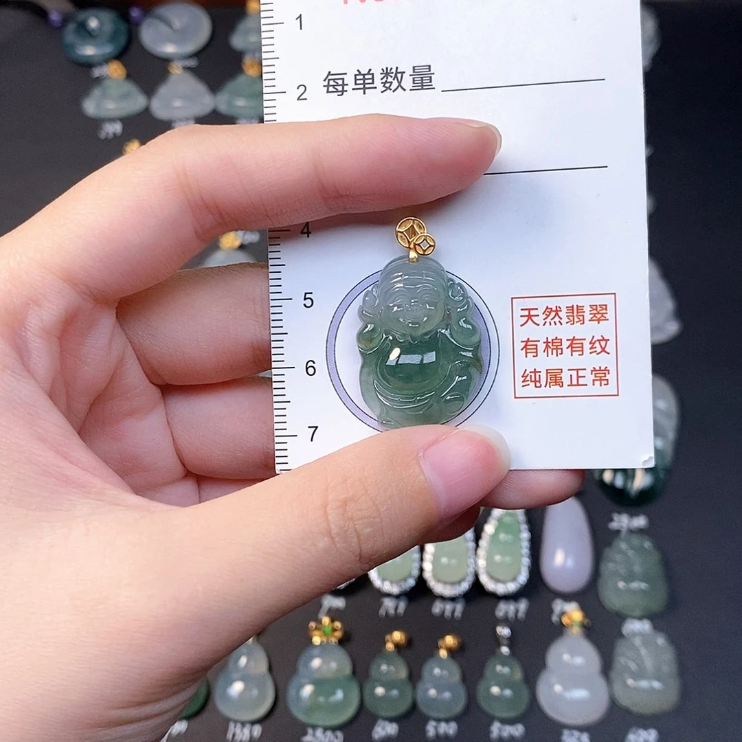 吊坠(不含链)18K金镶嵌翡翠全场缅甸A货翡翠