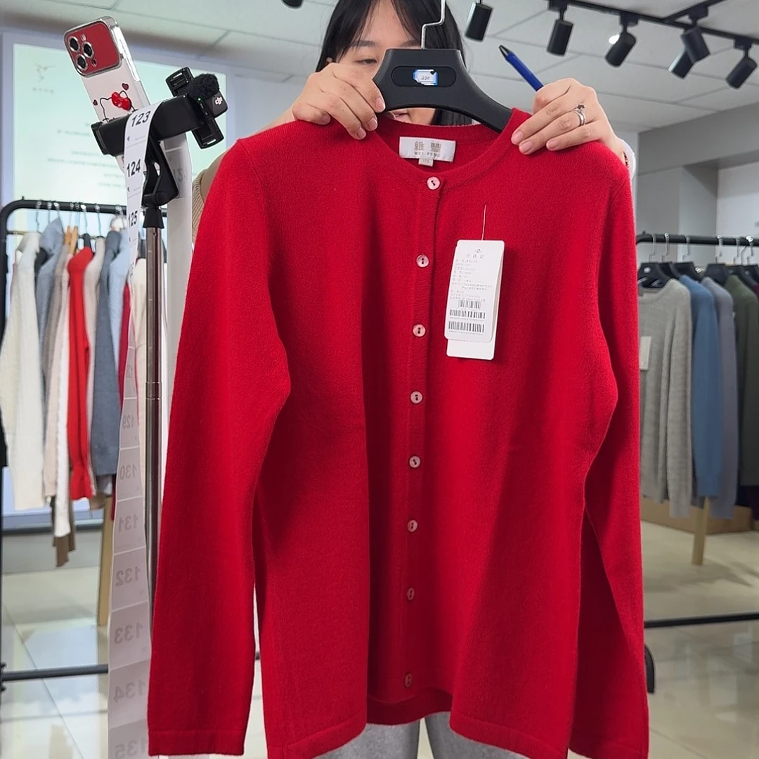 纯羊绒保暖女开衫XXL码120斤内121