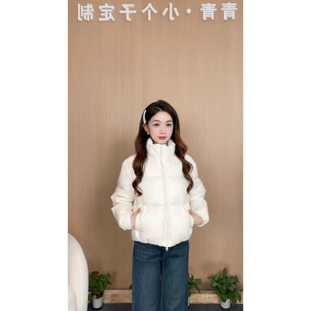 2025新款小个子时尚立领厚款冬季短款白鸭绒羽绒服