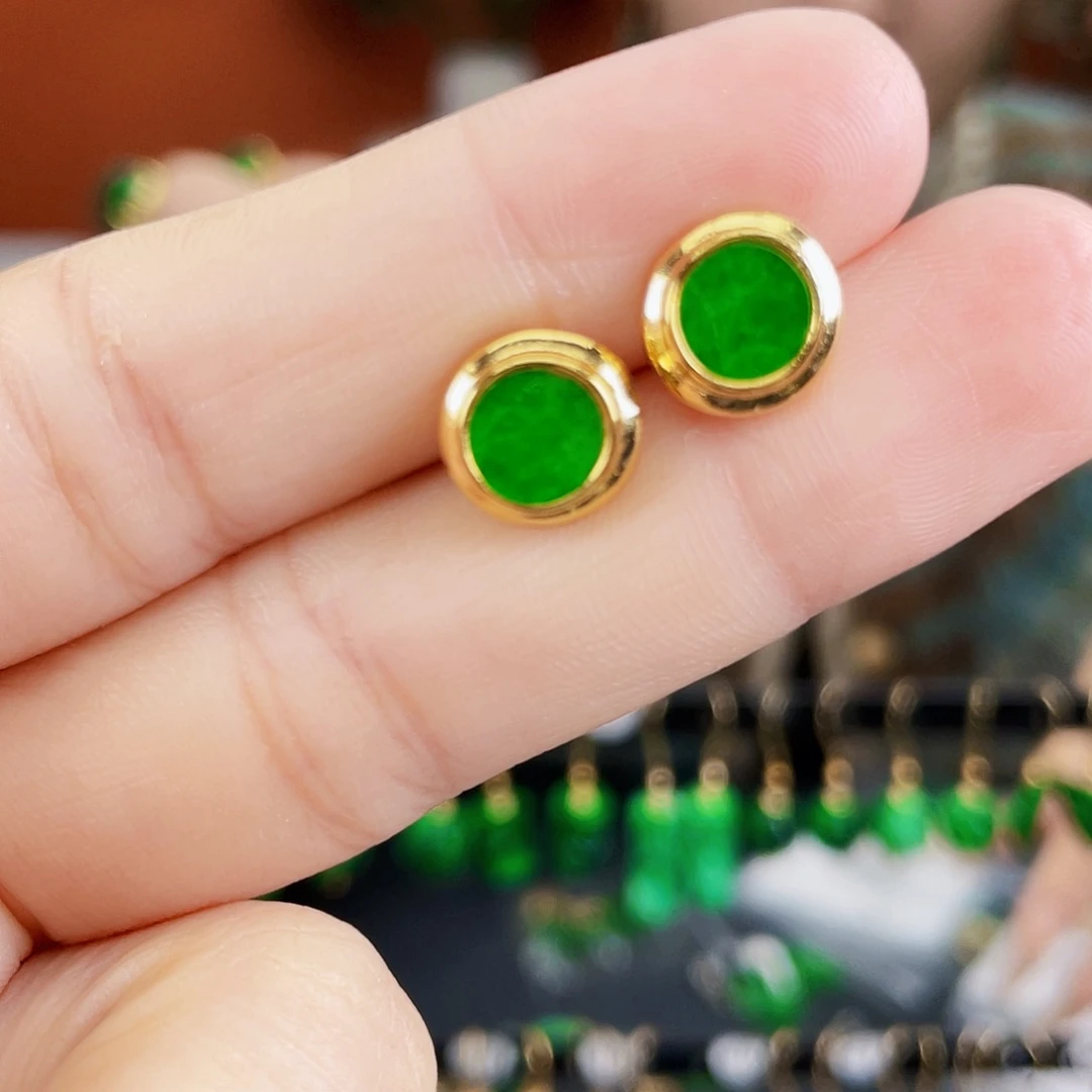 翡翠银S925镶嵌耳饰